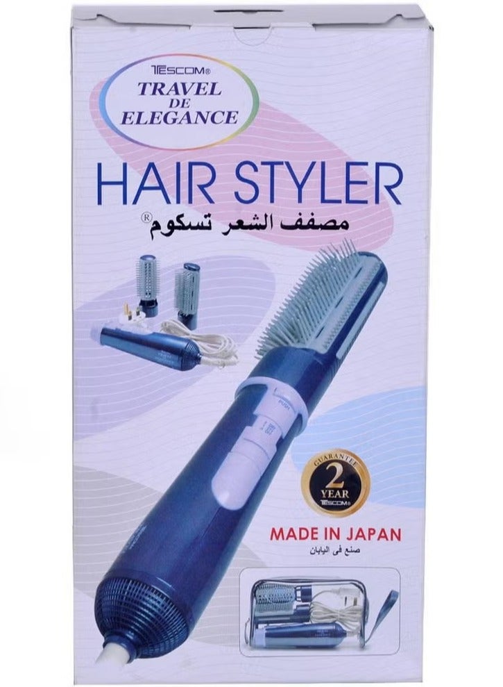 Japanese hair dryer and styler with two additional brushes